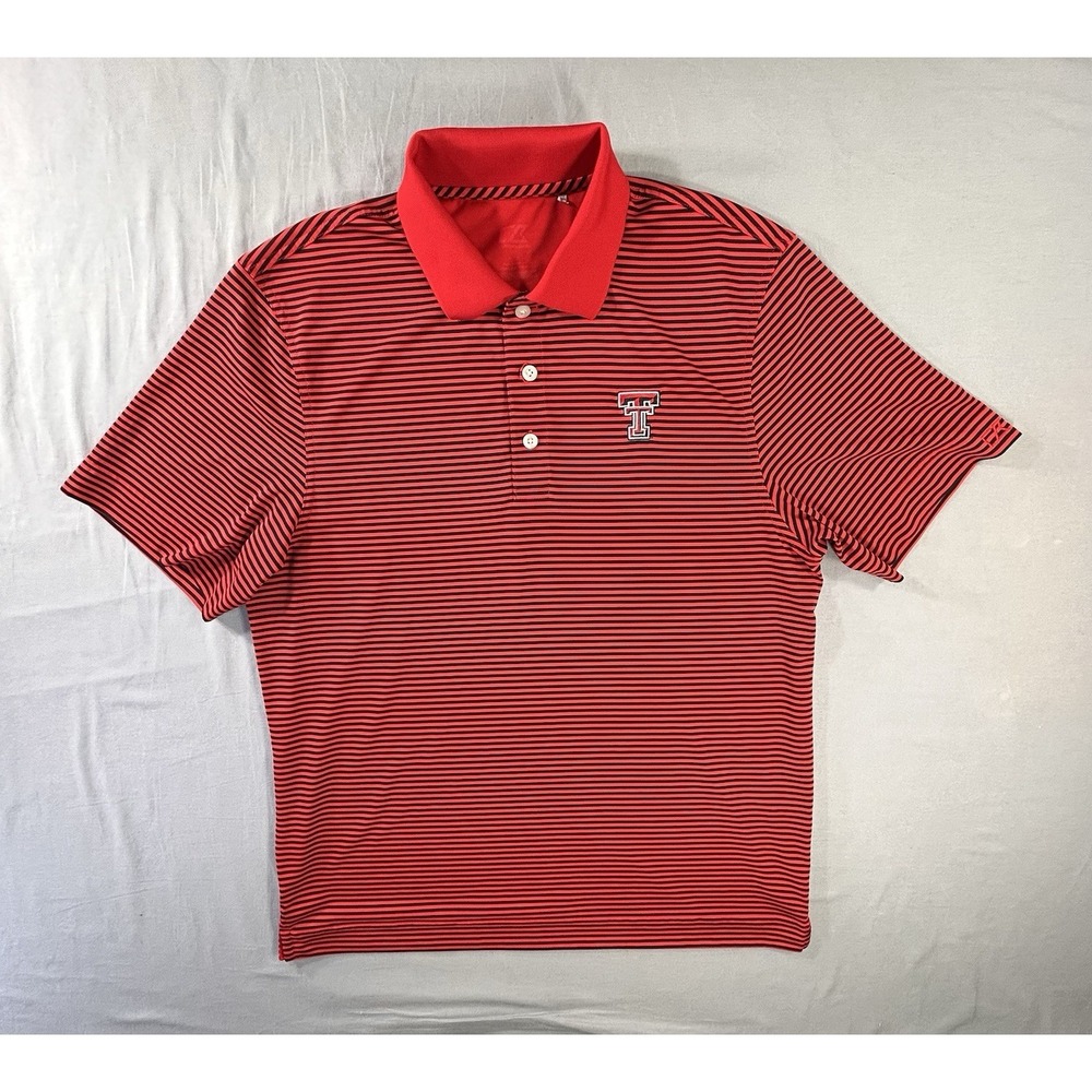 Cutter and Buck Texas Tech Striped Short Sleeve Polo Men's Medium College NCAA